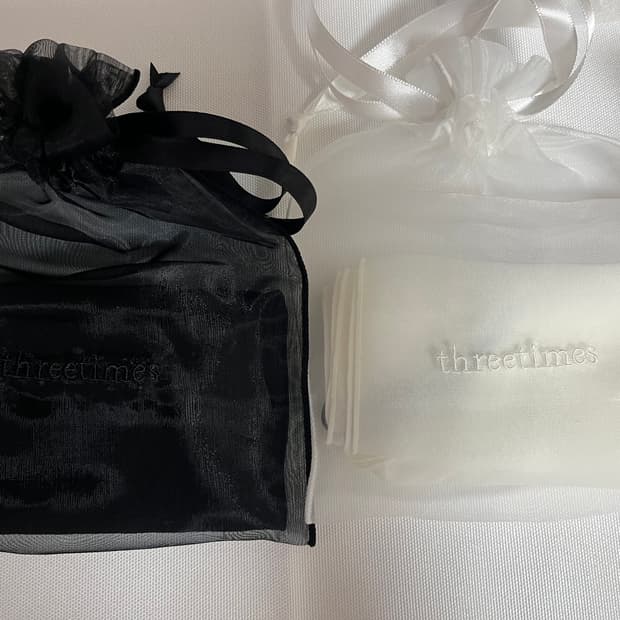 쓰리타임즈 쉬폰 머플러 블랙 화이트