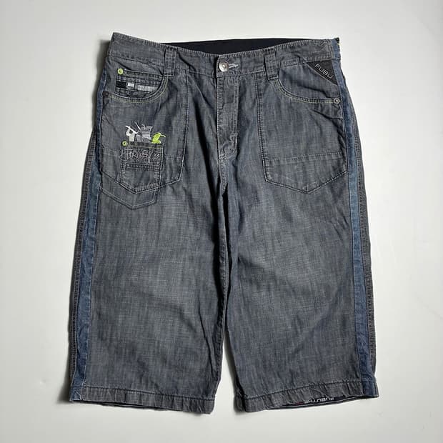 푸부 FUBU Y2K 자수 디테일 데님 반바지 R2354