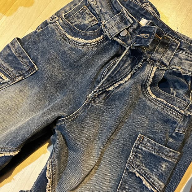 데님 카고 부츠컷 청바지