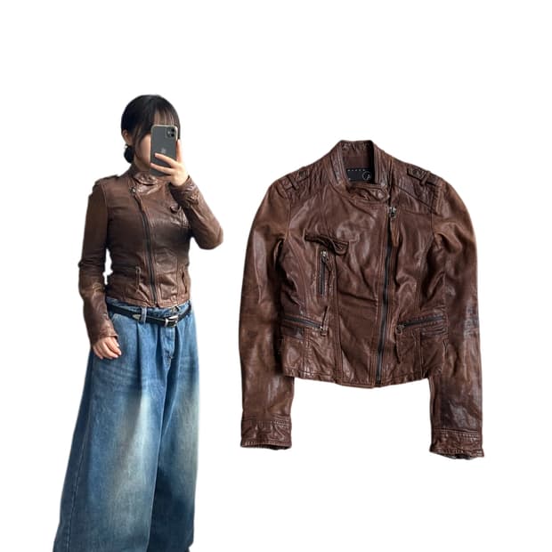 사선 바이커 딱붙 리얼레더 양가죽 릭오웬스맛 가죽자켓
