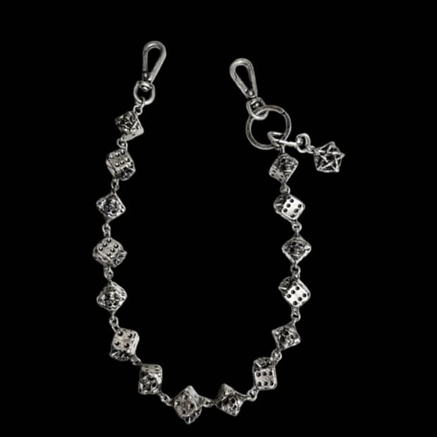 Emostanceclub SKULL DICE 15 LINK CHAIN