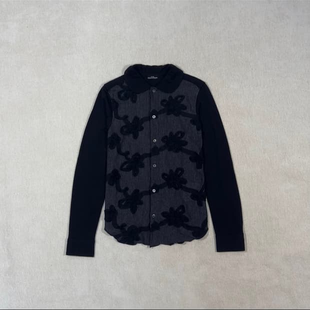 Wool Flower Black Cardigan