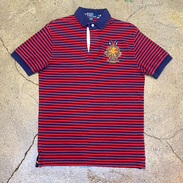 미국빈티지 폴로 랄프로렌 스트라이프 카라 반팔티