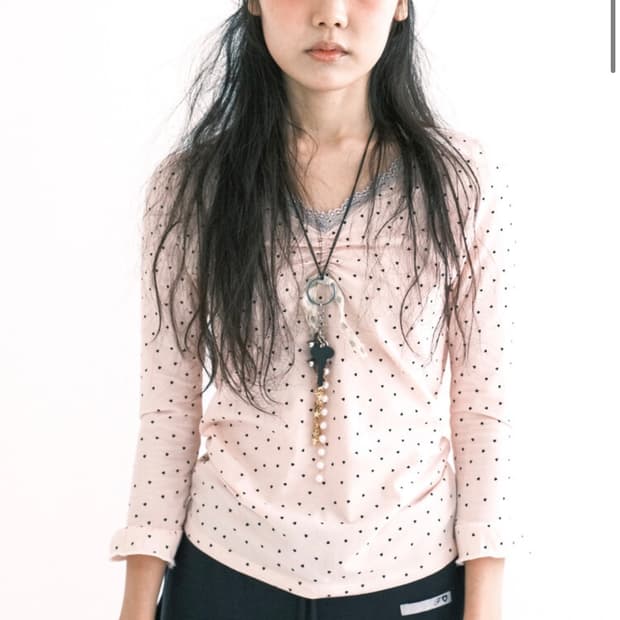 샵페어리 미니 하트 레이스 탑 핑크