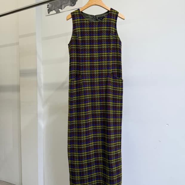 TABASA 울 체크 롱 원피스