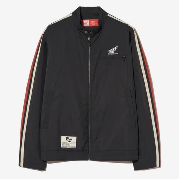 혼다 나일론 세미 크롭 트랙 자켓 블랙