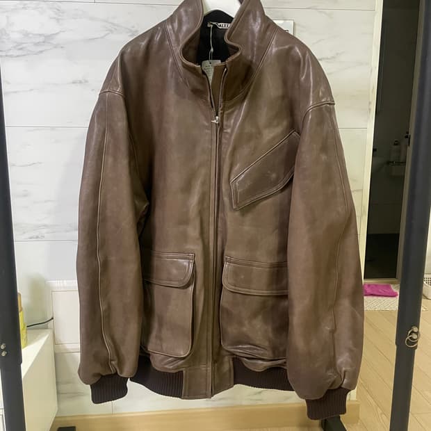 (4) 오라리 램 레더 블루종 가죽자켓 브라운