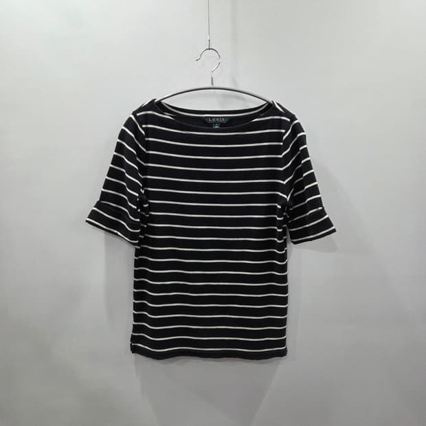 로렌랄프로렌 우먼 보트넥 스트라이프 반팔티 M