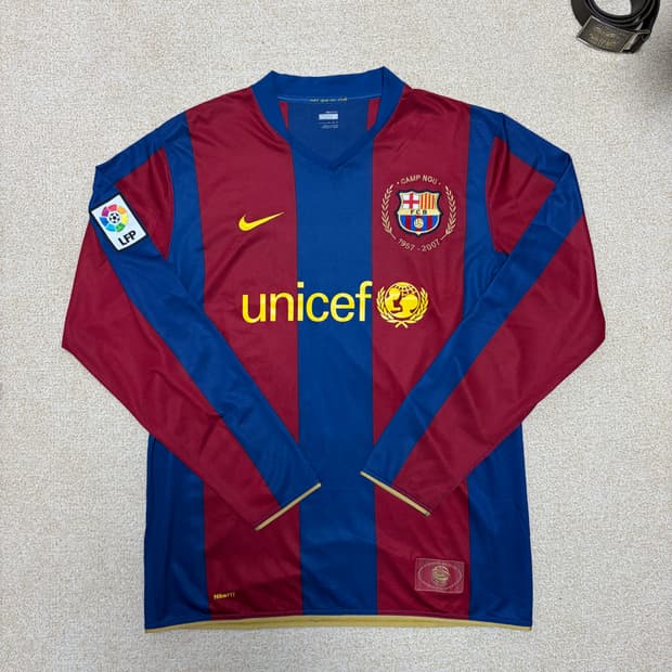 L) 07-08 나이키 바르셀로나 캄프누 유니폼 긴팔