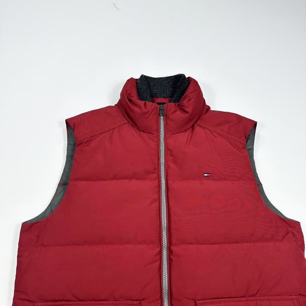 타미힐피거 플래그 레드 조끼패딩 점퍼 (M)
