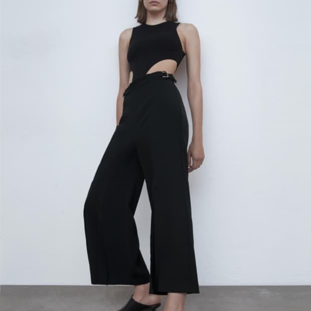 자라 여성 밑단주름 와이드팬츠 M (MEX28)