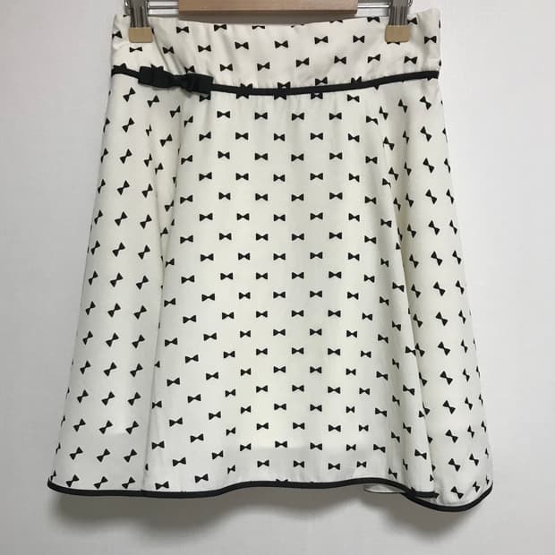 모리걸 리본패턴 미디 스커트 
