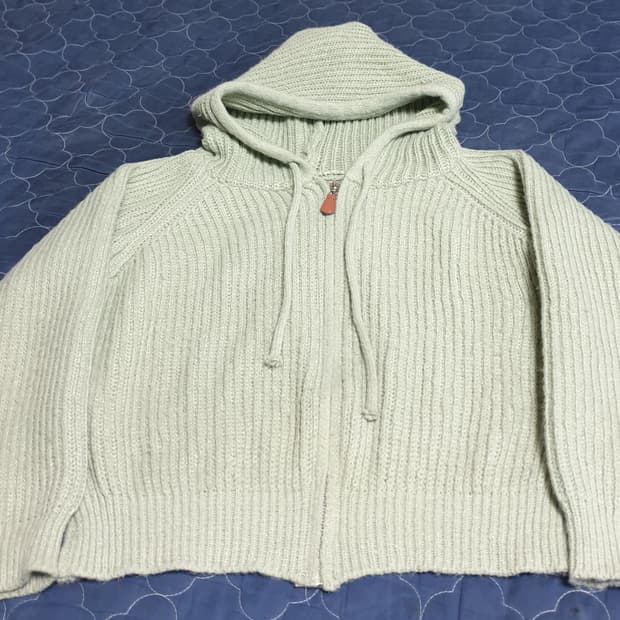 니트 후드 짚업 민트 (S)