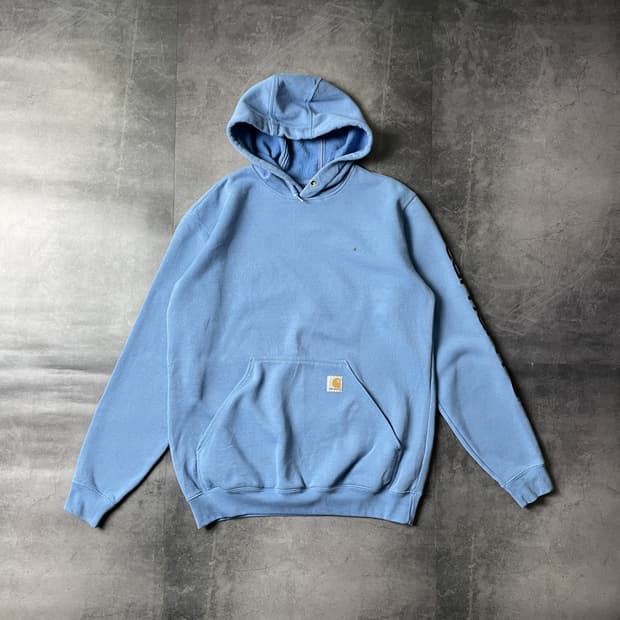 CARHARTT 칼하트 빈티지 소프트블루 기모 후드티 A00375
