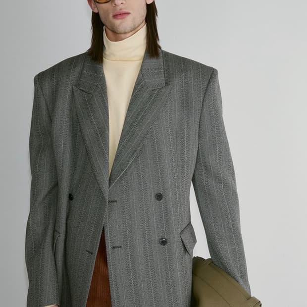 [새상품] 렉토 24FW 브로큰 헤링본 더블 자켓 그레이