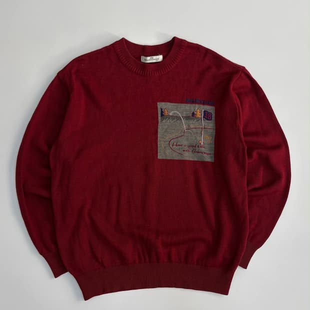 [100] 발렌시아가 레드 홀인원 스퀘어 크루넥 니트 스웨터