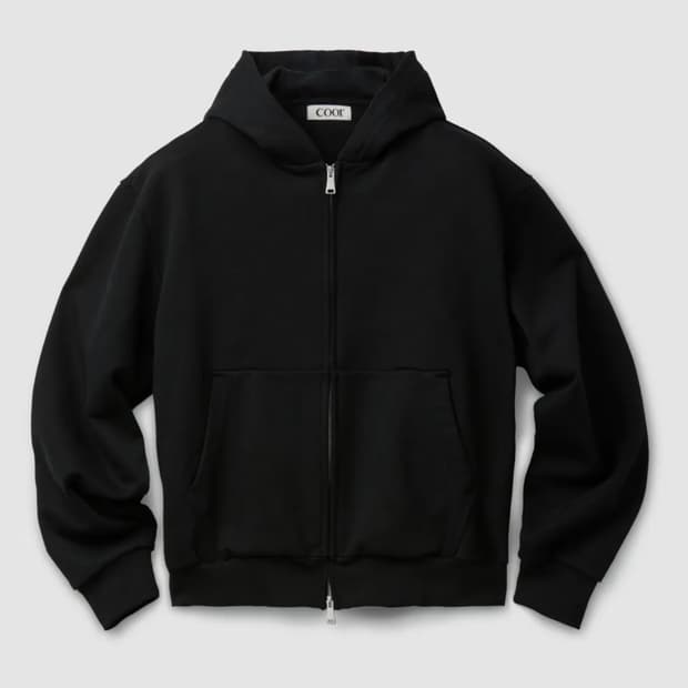 쿠어 미니멀 코튼 후디드 집 점퍼 Ssize