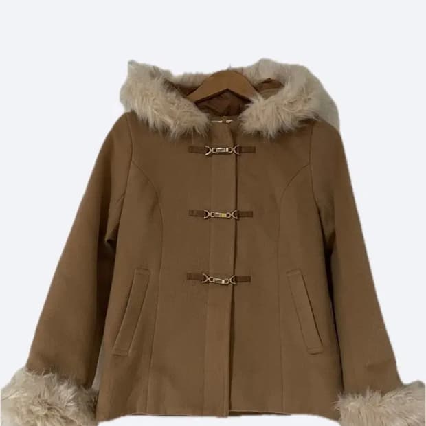 🦙[일본 빈티지] 베이지 털 후드 숏코트🧥