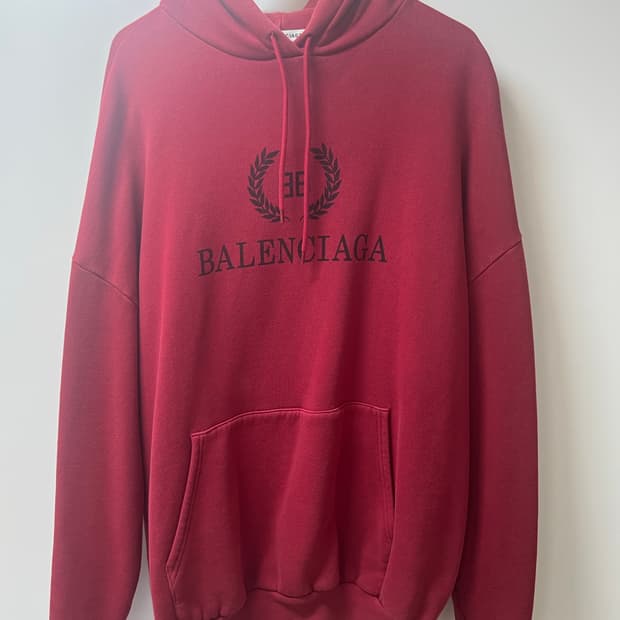 발렌시아가 월계수 BB 로고 후디 레드 M사이즈