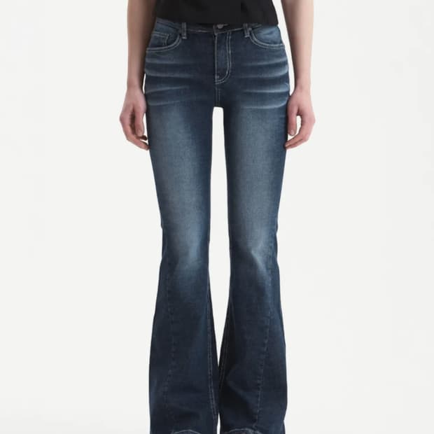 시너진 캣워싱 데님 부츠컷 딥블루 