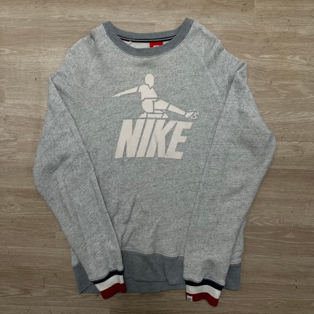 나이키 빅로고 배색 시보리 맨투맨 [그레이] M/95