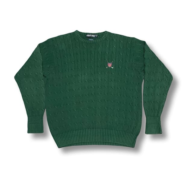 [L] 폴로 골프 빈티지 케이블 니트 그린 스웨터