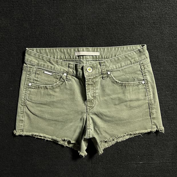 버커루 빈티지 카키 코튼 숏팬츠