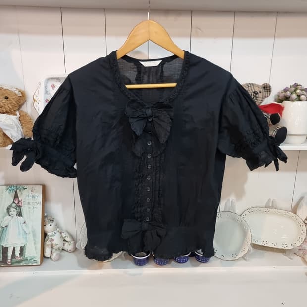 (PINK HOUSE/핑크하우스) 블랙 로맨틱 리본 블라우스