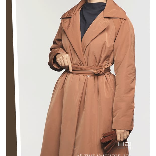 LBL 레일러드 카멜충전재 패디드 로브 롱코트 브릭색 (M)