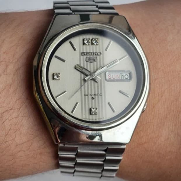 세이코5 오토매틱 시계 실버