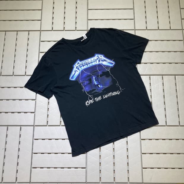 [M]H&M 메탈리카 프린팅 반팔티 블랙 710