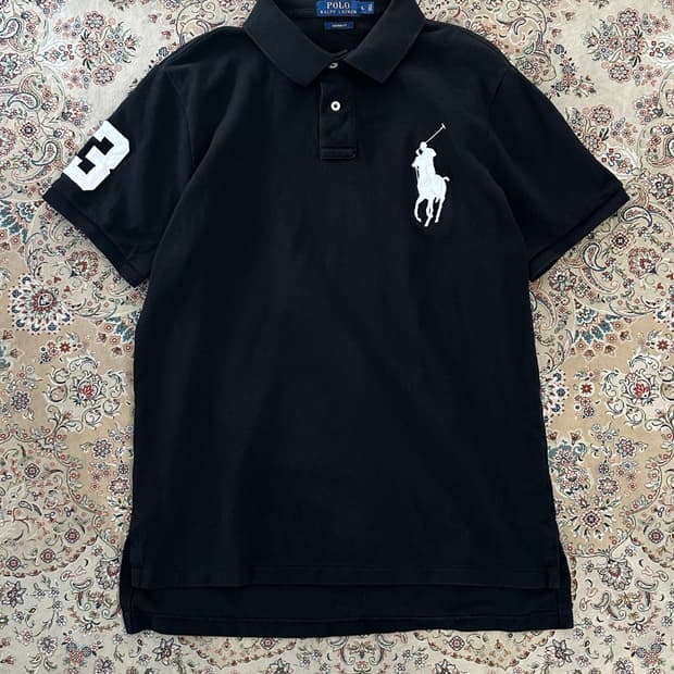 폴로 랄프로렌 블랙/화이트 빅포니 카라티