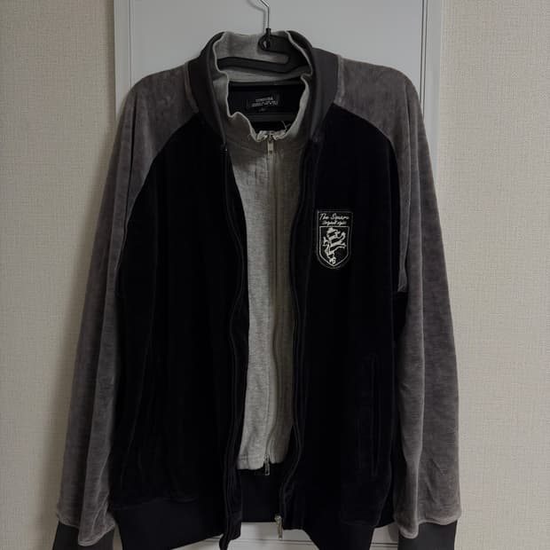 vintage layered 2way  velvet zipup