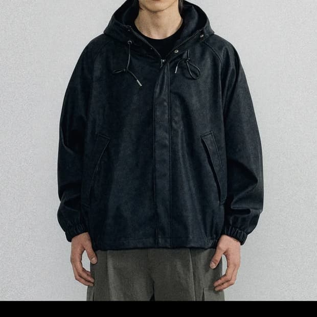 어널러코트 비건레더 후드 점퍼