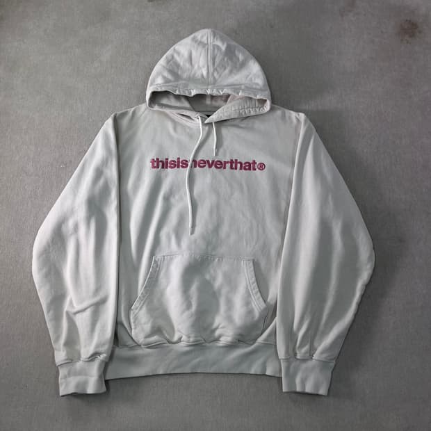 105 디스이즈네버댓 핑크 로고 후드티