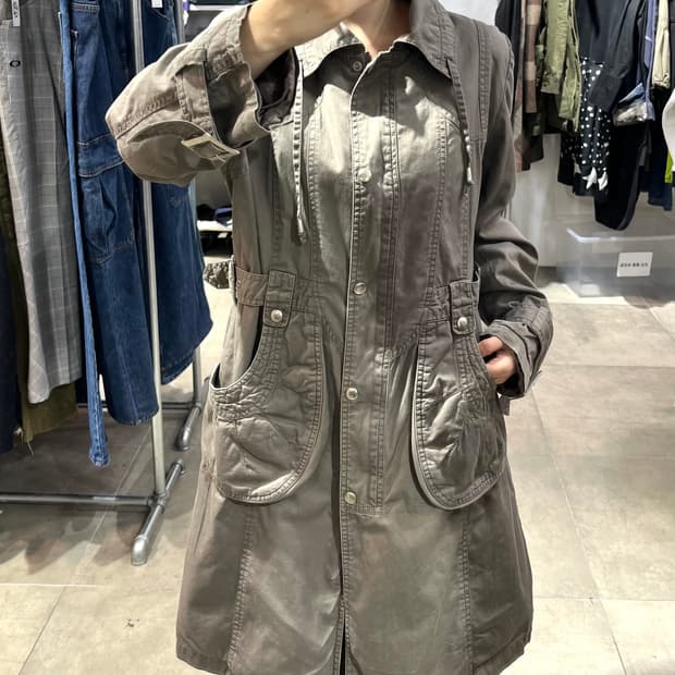 일본 빈티지 모리걸 핀턱 야상 자켓