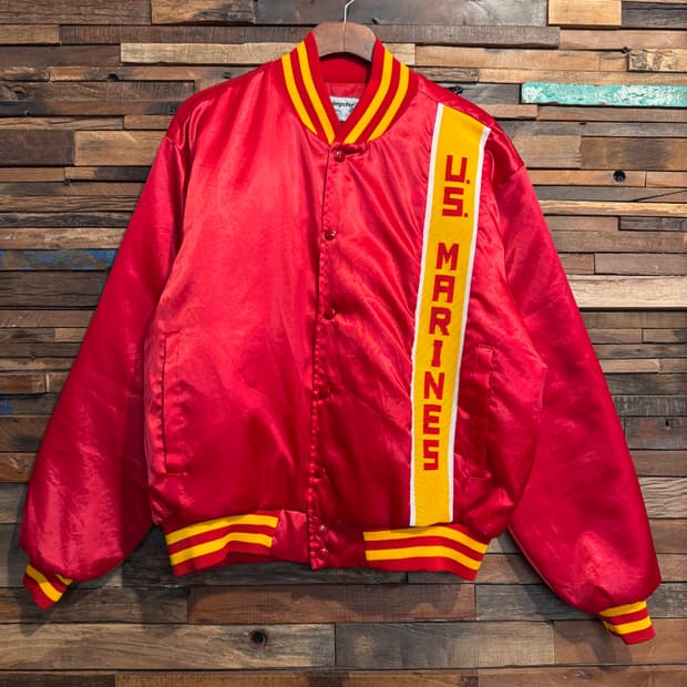90s usa made usmc satin stadium Jacket