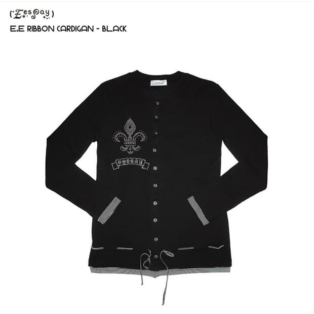 e.e ribbon cardigan-black