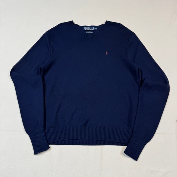 M) 폴로 랄프로렌 램스울 브이넥 니트 네이비