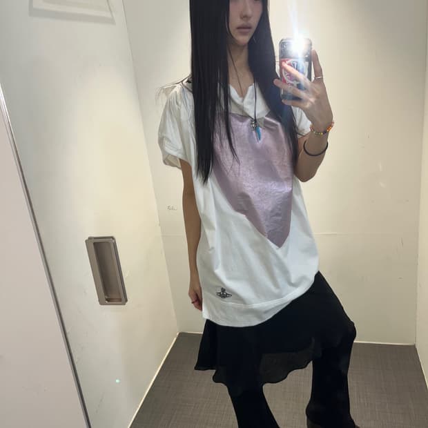 Vivienne westwood 빅하트 하프 오프숄더 반팔