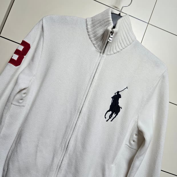 폴로 랄프로렌 빅포니 니트 화이트 집업