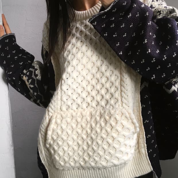 77circa 나나서카 패턴 피셔맨 니트 