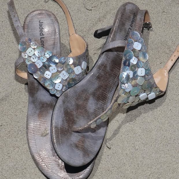 Azaela Metallic Button Heeled Sandals