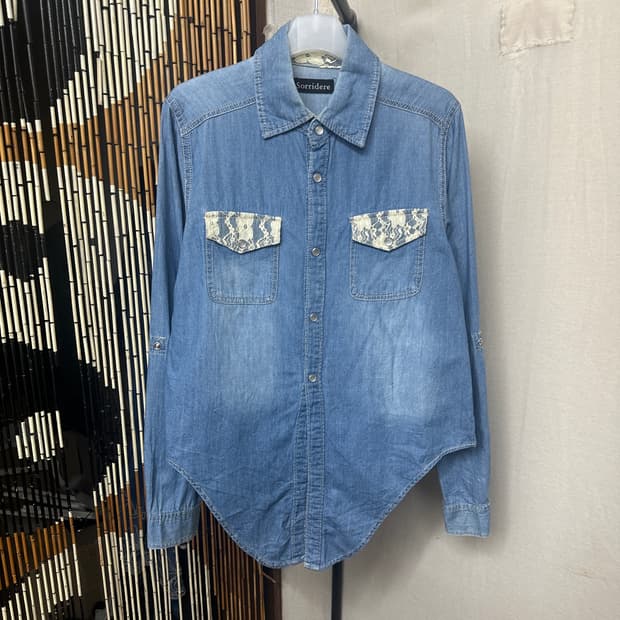 sorridere lace denim shirt
