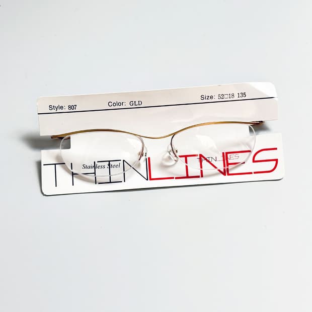 90s Thin Lines 골드 메탈 스퀘어 반무테 빈티지 안경