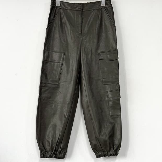 타임 TIME 페이크 레더 백밴딩 카고 팬츠