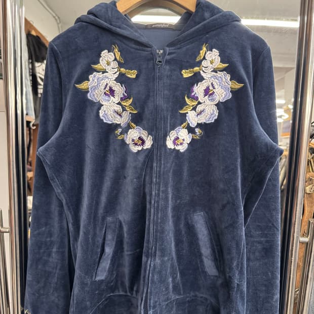 japanese vintage aimerfeel 꽃자수 벨벳 후드집업