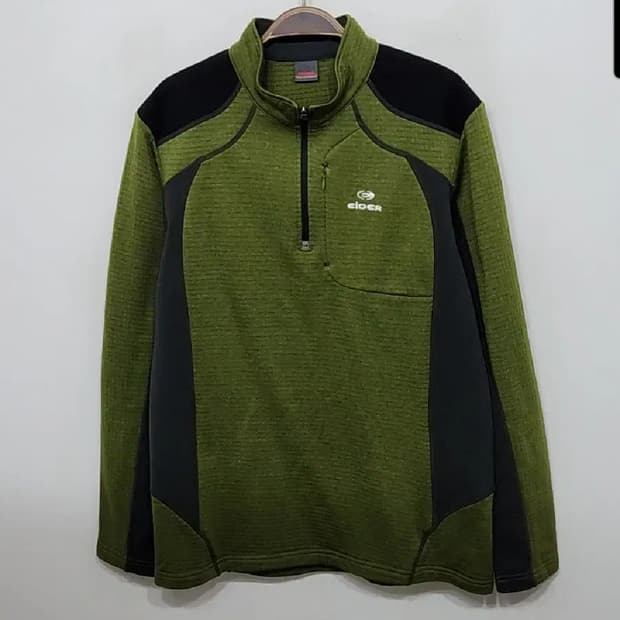 (L) 아이더 반집업 티셔츠 배색 아웃도어 등산복 긴팔티 