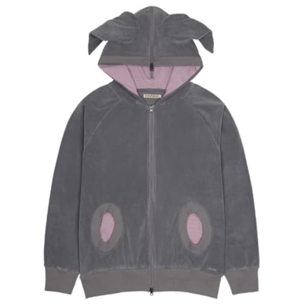 HORN STRIPED ZIP-UP HOODIE PURPLE 그레이색상
