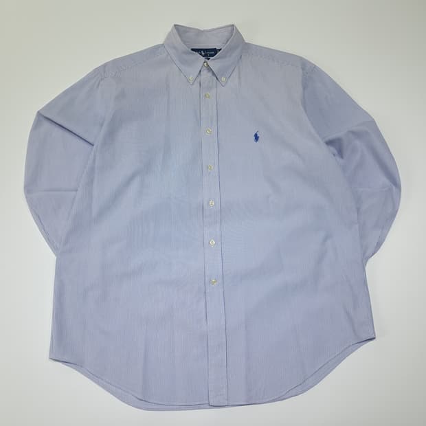 CL928 XL 폴로 90s 블루 핀스트라이프 버튼다운 셔츠 남방